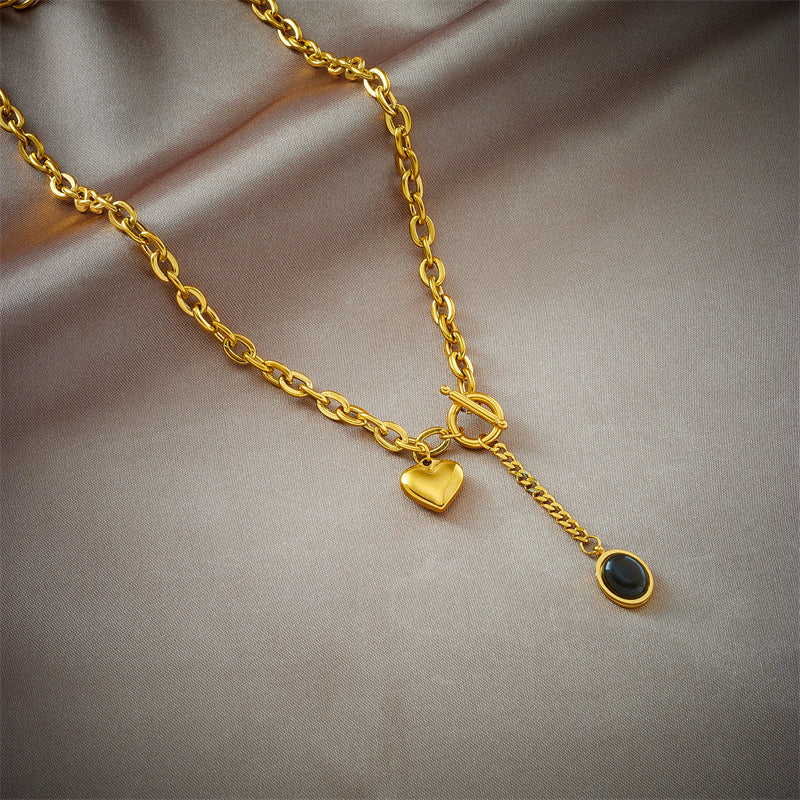 IL - Gold Stainless Steel Heart Pendant Necklace