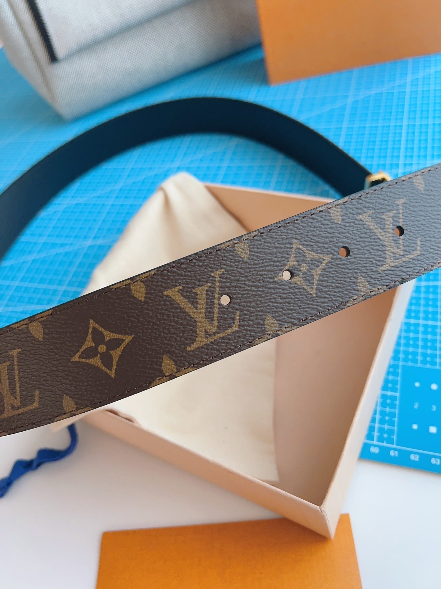 LV Belt Monogram Gold Buckle