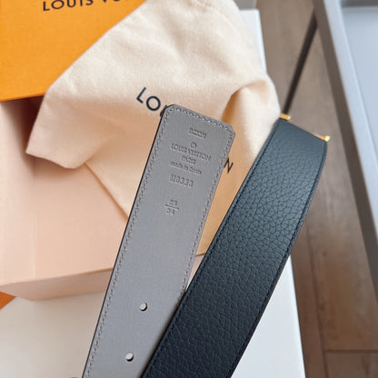 LV Belt Black Gold Buckle