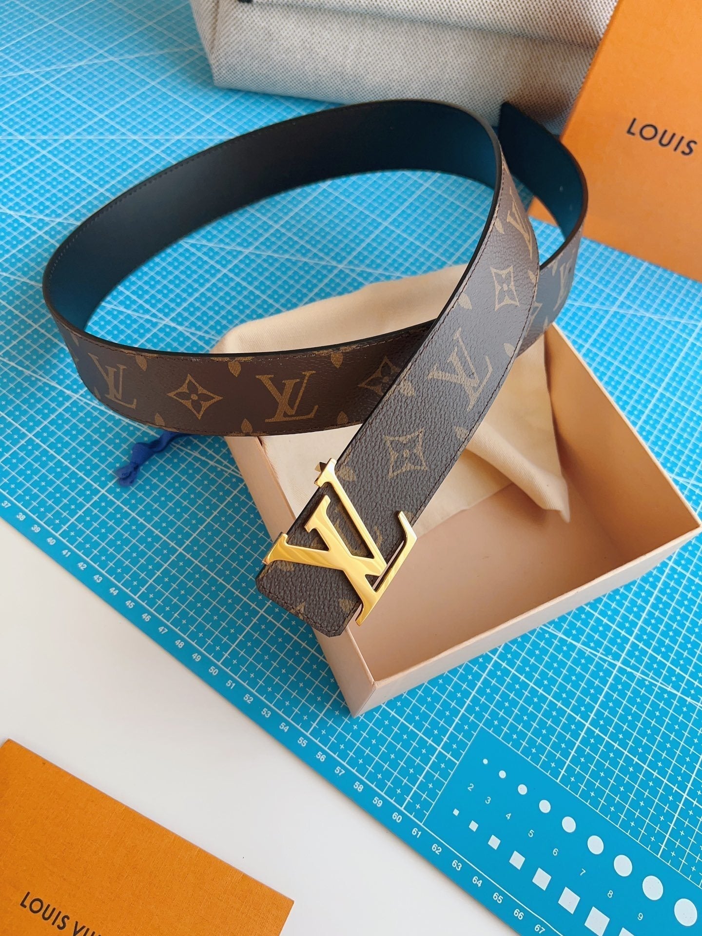 LV Belt Monogram Gold Buckle