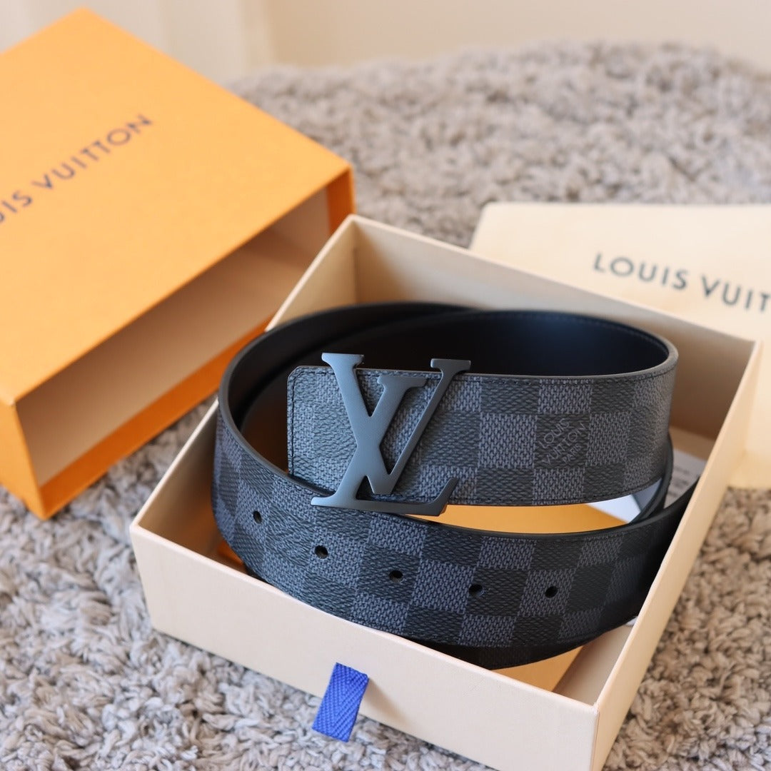 LV Belt Black Graphite Damier Black Buckle