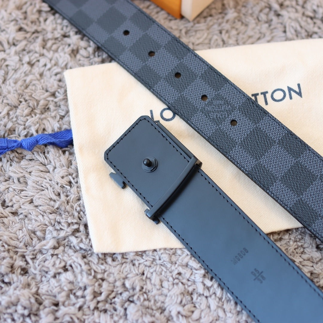 LV Belt Black Graphite Damier Black Buckle