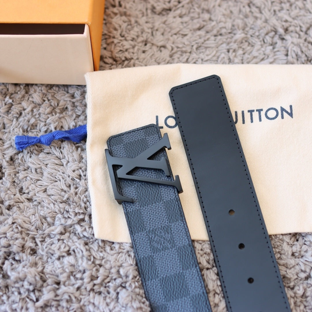LV Belt Black Graphite Damier Black Buckle