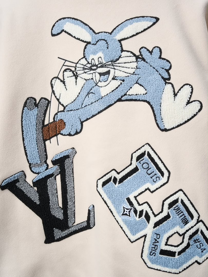 LV Multi-Patches Mixed Leather Varsity Blouson (Milky White)