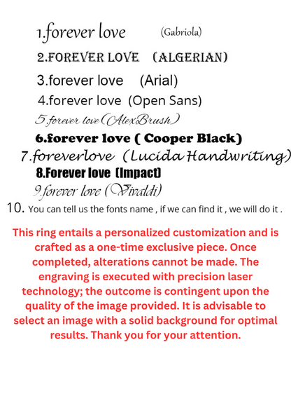 IL - Custom Photo-Name Imprint Ring
