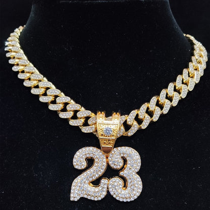 IL - Cuban Chain Crystal Encrusted 23 Pendant