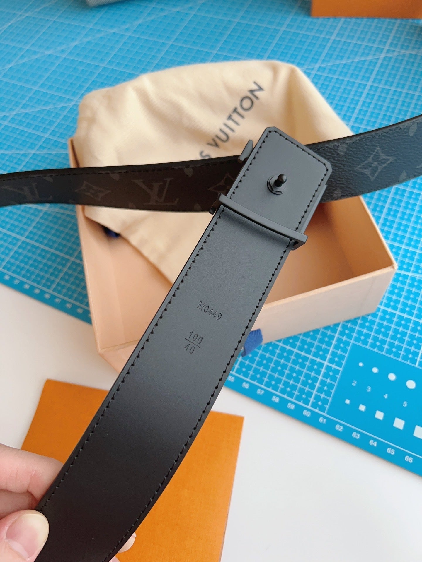 LV Belt Black Monogram Black Buckle