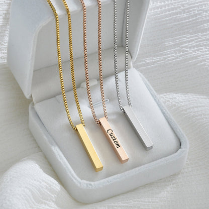 IL - Custom Engraved Square Pendant Necklace