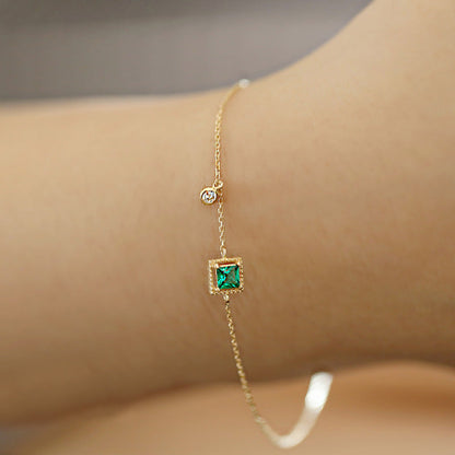 IL - Japanese Gem Emerald Gold-Plated Bracelet