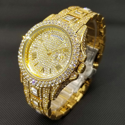 IL -Watch Timepiece with Full Diamonds in Luxury Gold, Waterproof