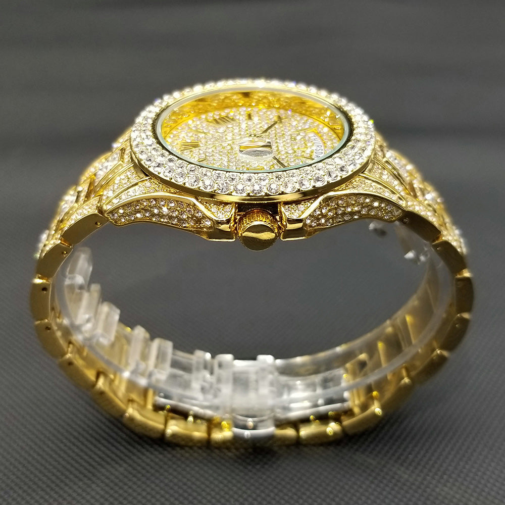 IL -Watch Timepiece with Full Diamonds in Luxury Gold, Waterproof